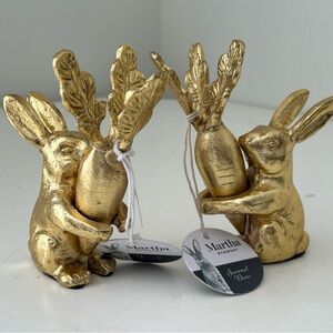 Martha Stewart Golden Rabbits Pewter  Decor Set of 2